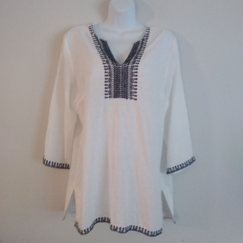 FLEUR BLEUE White and Navy Tunic